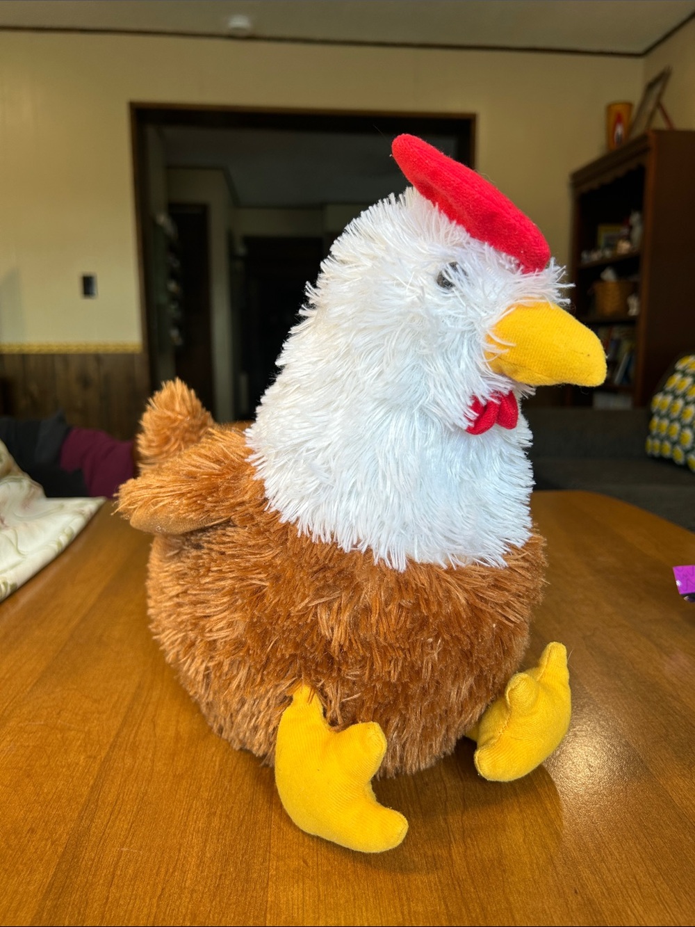 Plush Rooster stuffed animal - Brown, White & Yellow
